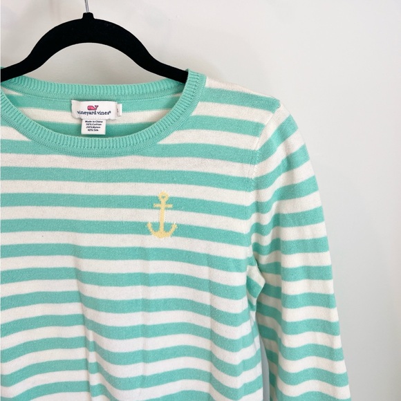 Vineyard Vines Sweaters - Vineyard Vines Mint Striped Nautical Crewneck Sweater